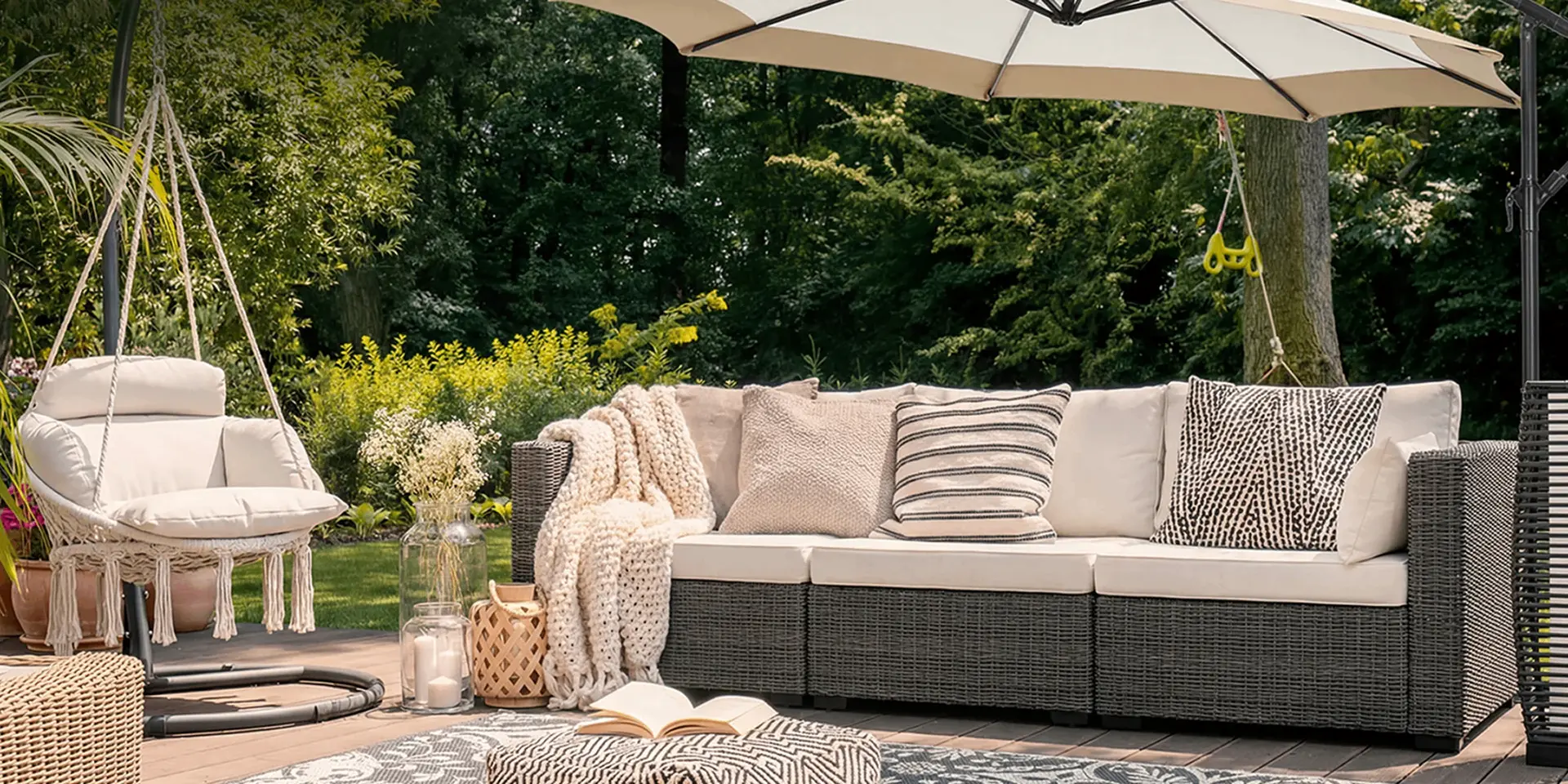 Transform your garden into a Mediterranean retreat with elegant furniture and chic accessories