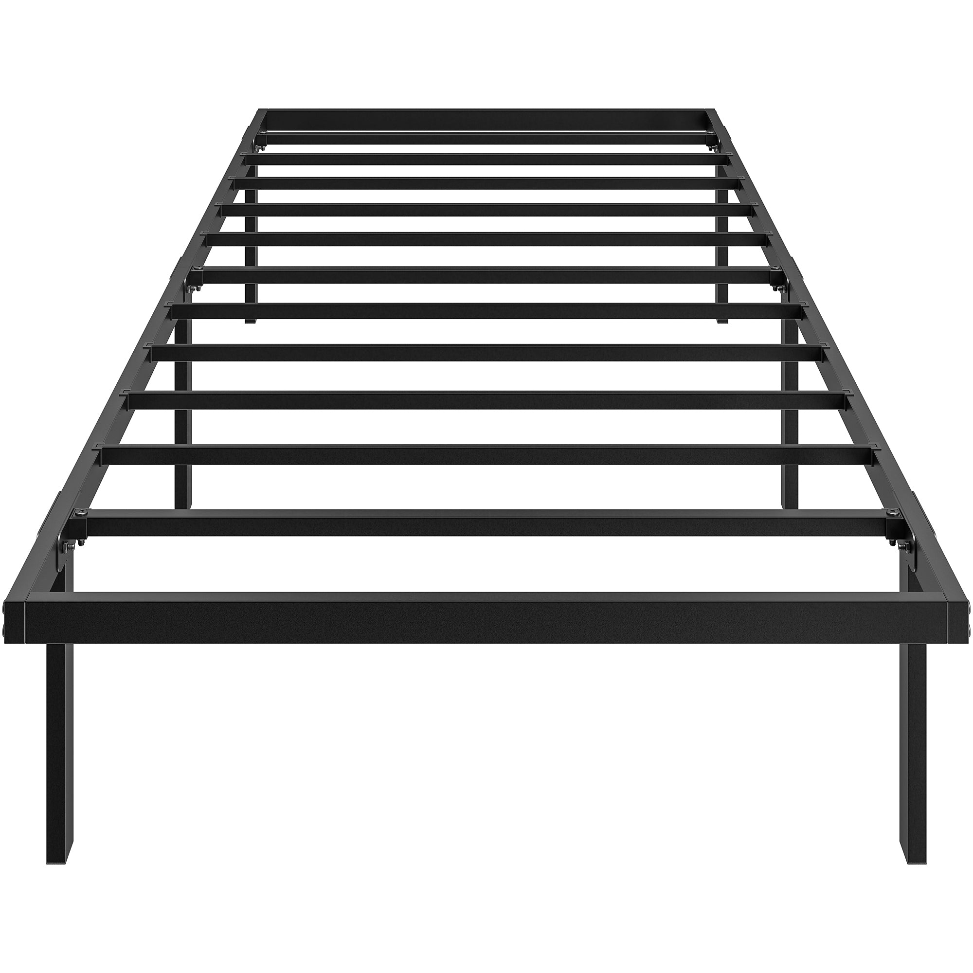 Metal Bed Frame with Under-Bed Storage, 14.0" Height, Quiet Design, No Slats Needed, Easy Assembly, 35.4 x 78.7 in (90 x 200 cm), Black