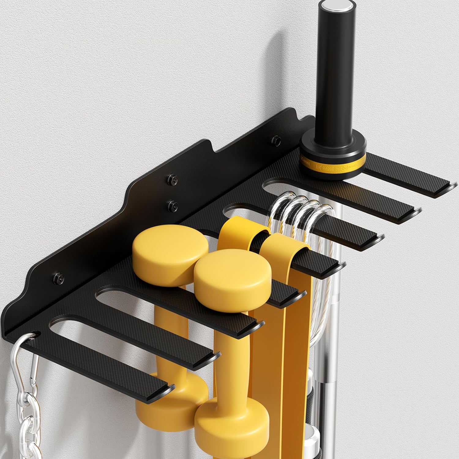 xxzcs-JNIHEEP Olympic Barbell Wall Hanger, Vertical Garage Gym Rack — Black Powder-Coated Space-Saver Fits Bars Under 33mm