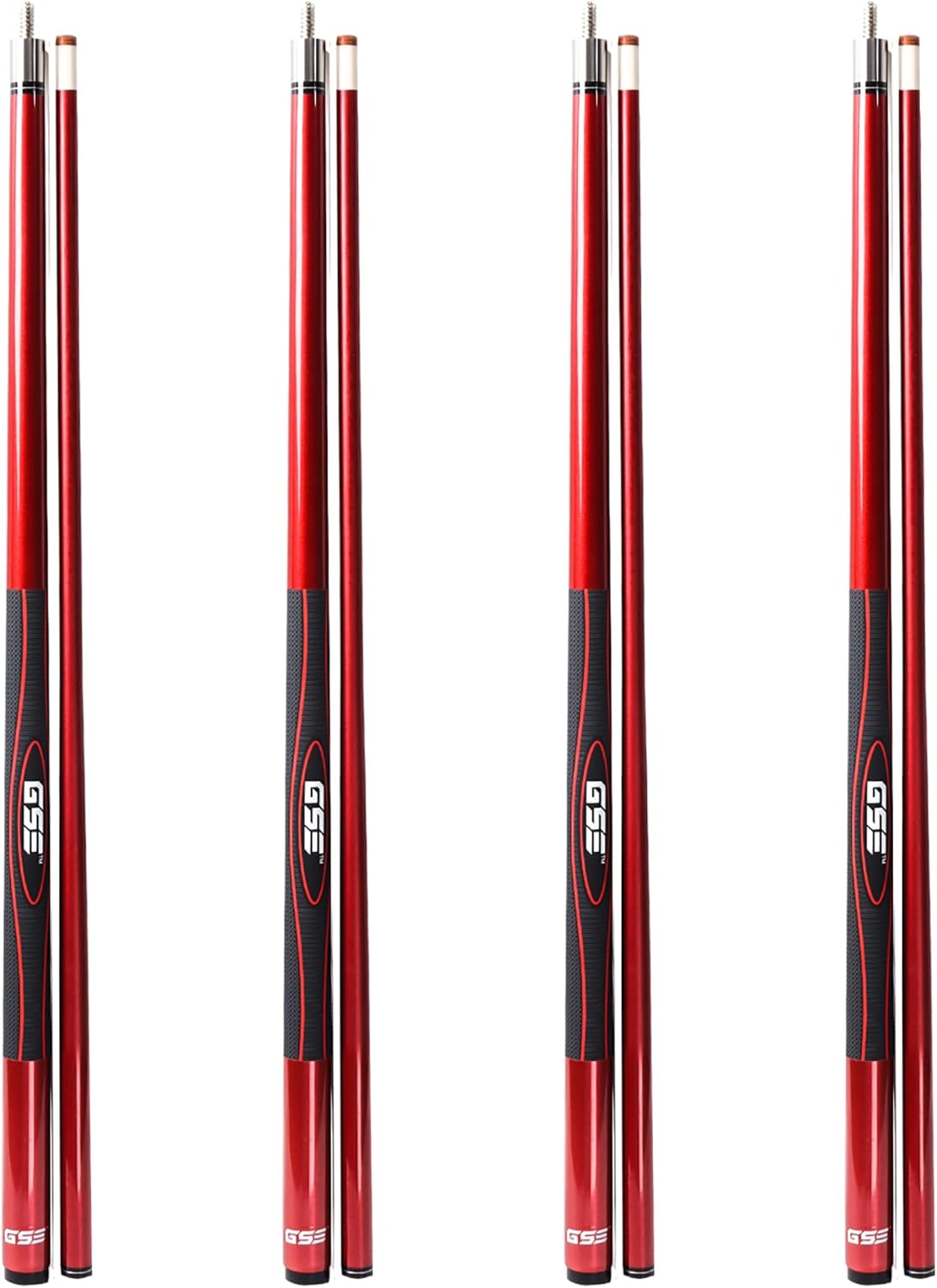 xxzcs & Sports Expert 58" 2-Piece Fiberglass-Titanium Composite Pool Cue Set — 4 Pack (18–21 oz, Multiple Colors)