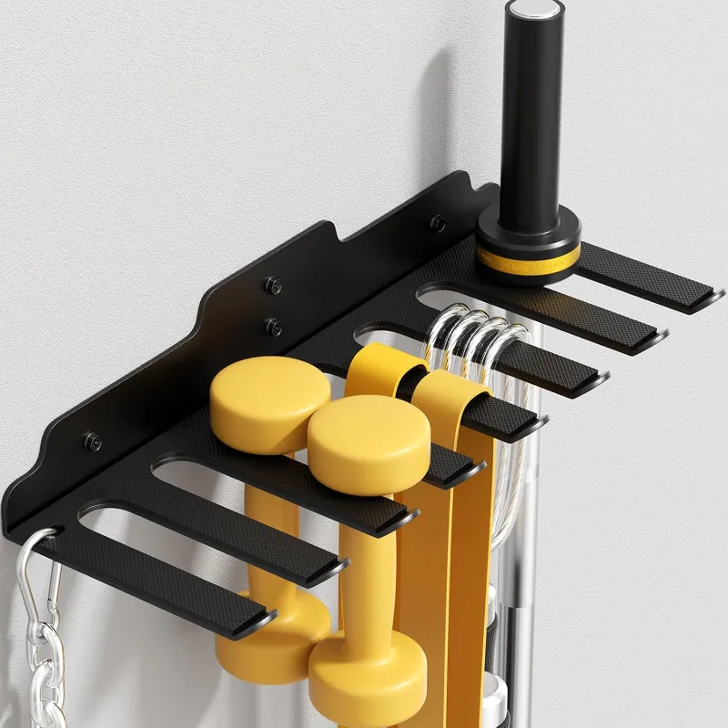 xxzcs-JNIHEEP Olympic Barbell Wall Hanger, Vertical Garage Gym Rack — Black Powder-Coated Space-Saver Fits Bars Under 33mm