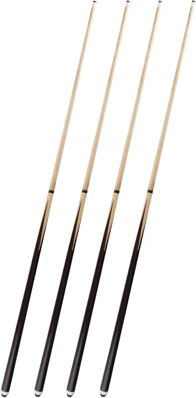 2-Piece Wooden Pool Cues, 36/42/48/58 in, Standard & Heavy, 13mm Tip, Sets of 2 or 4 - Beginner & Family Friendly