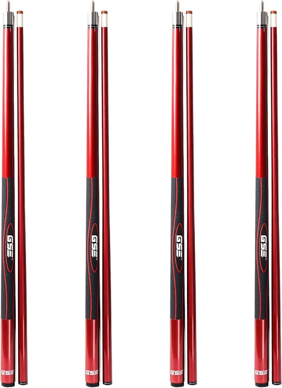 xxzcs & Sports Expert 58" 2-Piece Fiberglass-Titanium Composite Pool Cue Set — 4 Pack (18–21 oz, Multiple Colors)