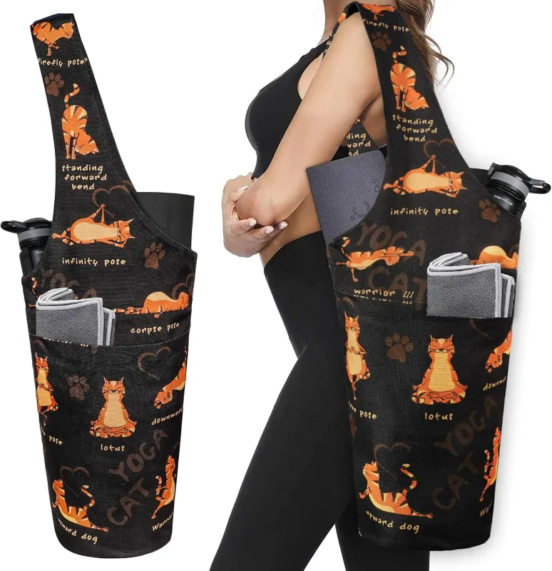 xxzcs-xxzcs Test Polyester-Linen Yoga Mat Carrier — 37 x 15.5 in Wide Fit, Extended Shoulder Strap, Multi-Pocket